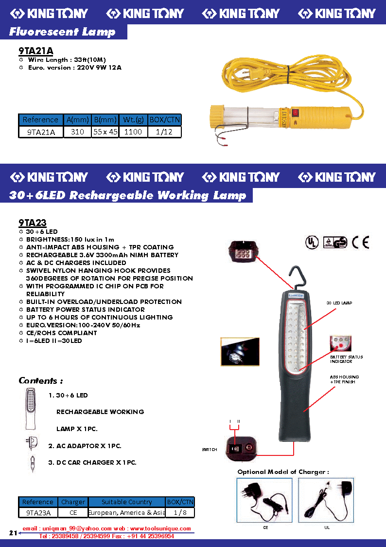 FLOURESCENT LAMP, 30+ RECHARGABLE WORKING LAMP