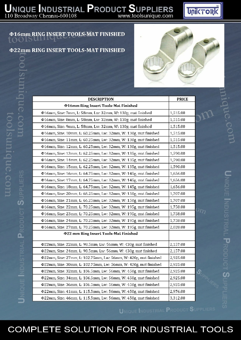 UNIKTORK HANDTOOLS RING INSERT TOOLS CHENNAI